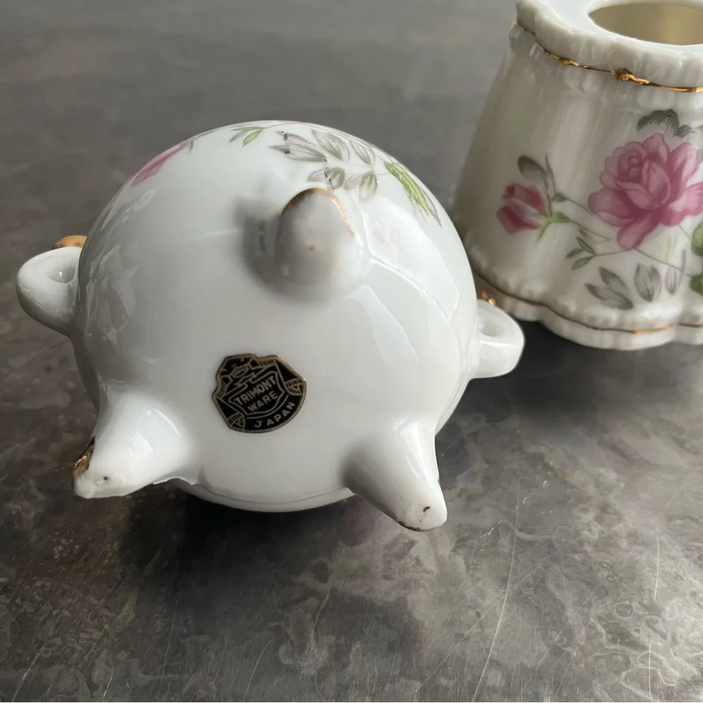 Oil Lamp Trimont Ware Japan Pink Roses